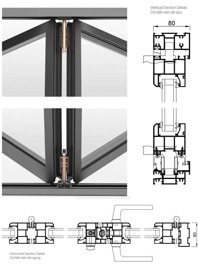 Cửa Đi Xếp Trượt Hệ 80 NHÔM CIVRO 9 Winboss - Premium Window & Door