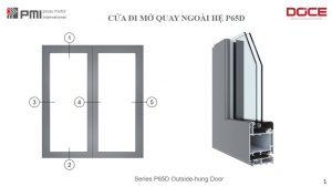P65D PMI HỆ CAO CẤP CỬA ĐI MỞ QUAY 10 CUA DI P65D 1
