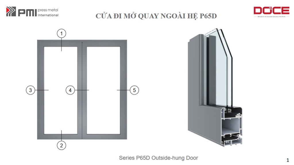 P65D PMI HỆ CAO CẤP CỬA ĐI MỞ QUAY 9 CUA DI P65D 1