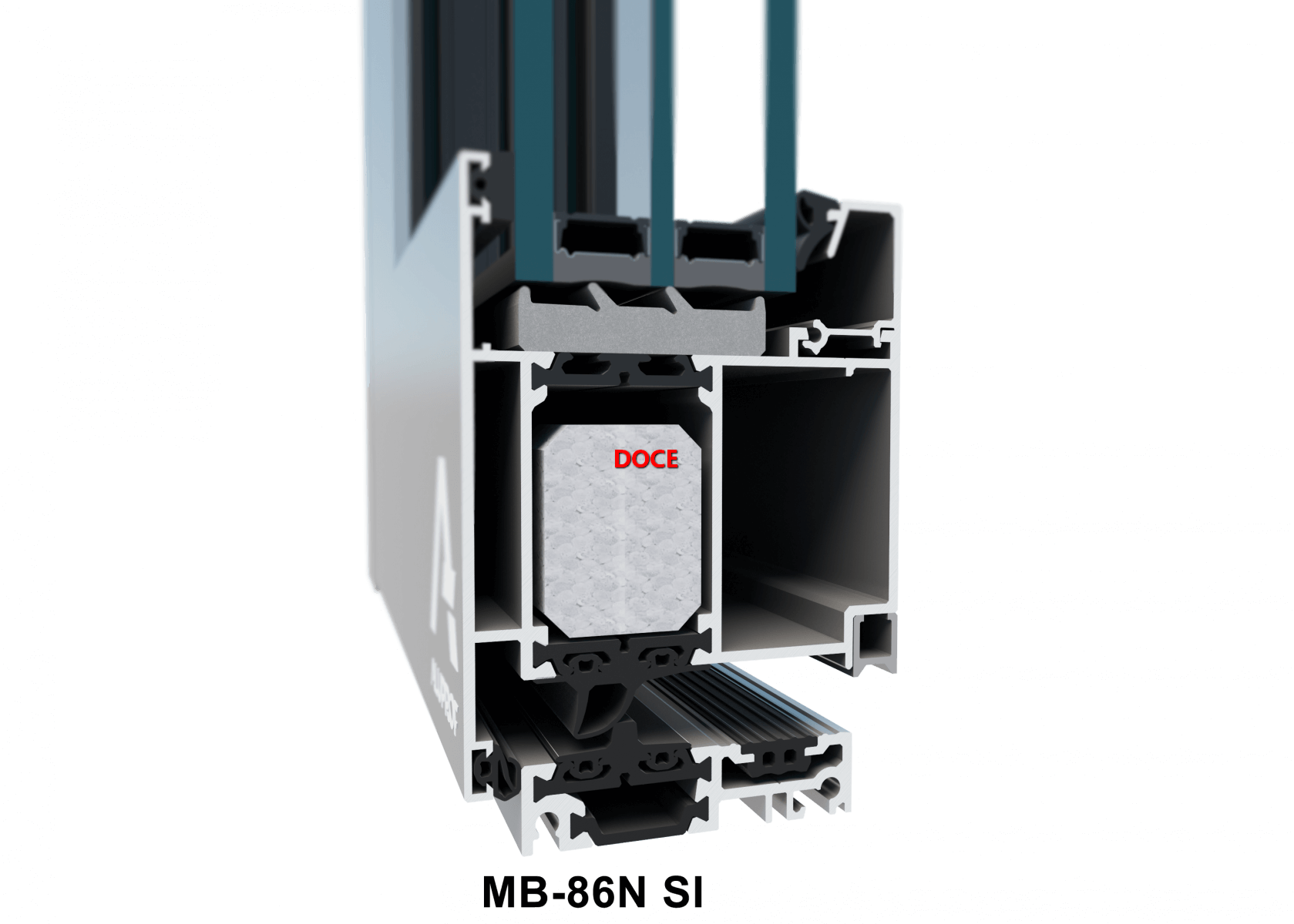 MB-86N Hệ thống cửa sổ cách nhiệt Aluprof 9 Sketchup MB 86N SI wizualizacja drzwi zblizenia