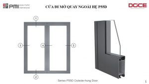 P55D PMI HỆ CỬA ĐI MỞ QUAY 9 CUA DI MO QUAY HE P55D